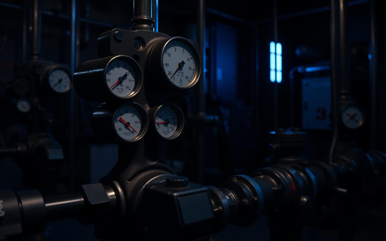 Industrial hydrotest manifold with pressure gauges